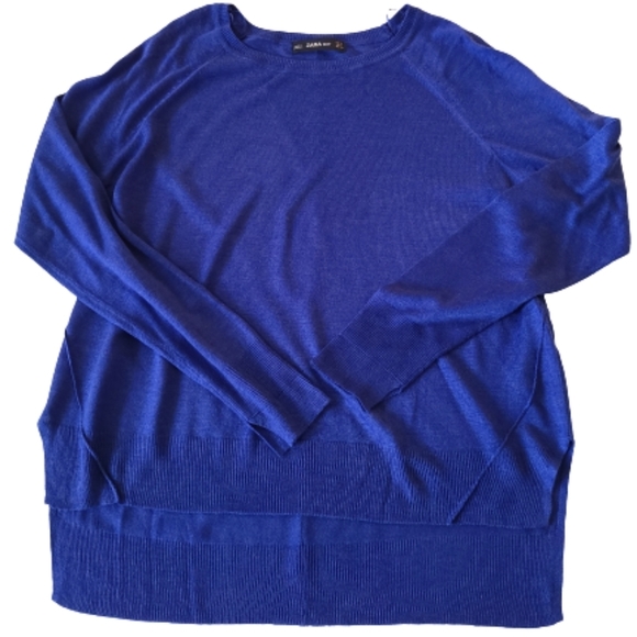 Zara Knit Blue Pull-on Long Sleeved Sweater - Picture 1 of 7